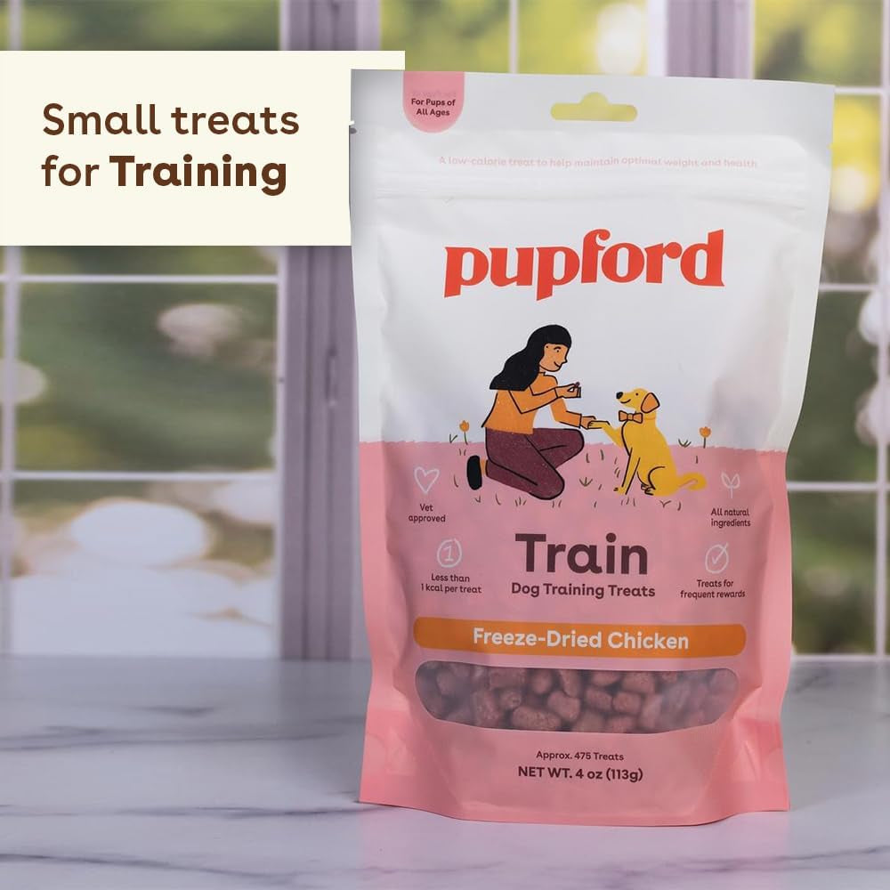 Pupford Freeze Dried Puppy & Dog Training Treats, 475+ Healthy, Natural, Low-Calorie Treats for Small, Medium, & Large Breeds (Chicken, 4 Oz)