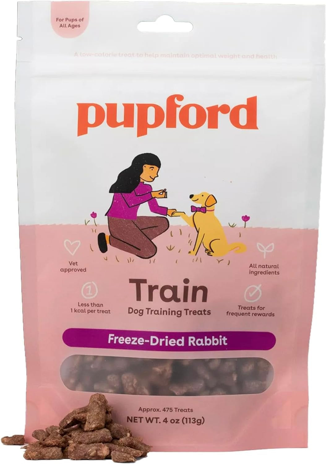 Pupford Freeze Dried Puppy & Dog Training Treats, 475+ Healthy, Natural, Low-Calorie Treats for Small, Medium, & Large Breeds (Chicken, 4 Oz)