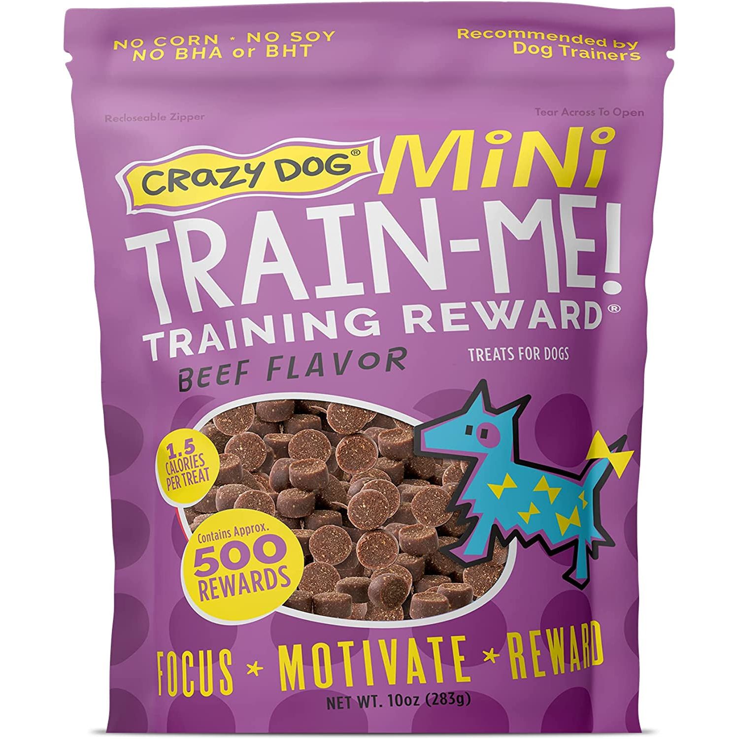 Crazy Dog Train-Me! Training Reward Dog Treats 16 Oz., Bacon Regular - HappyTails