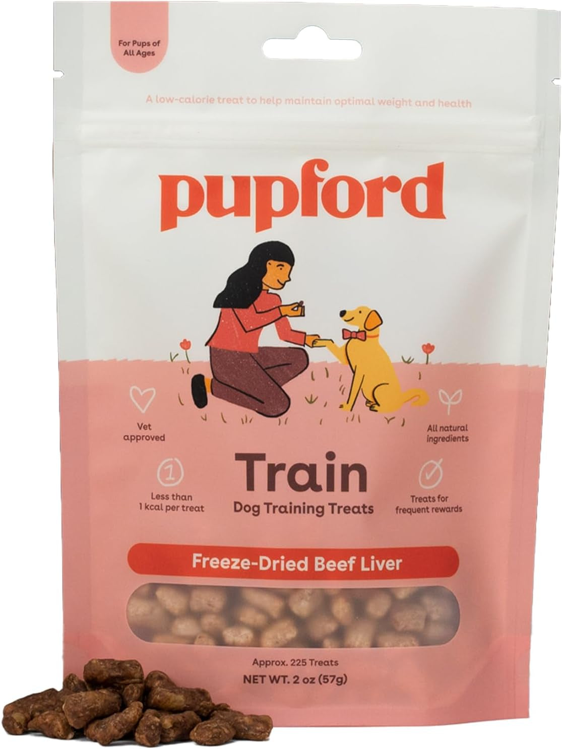 Pupford Freeze Dried Puppy & Dog Training Treats, 475+ Healthy, Natural, Low-Calorie Treats for Small, Medium, & Large Breeds (Chicken, 4 Oz)