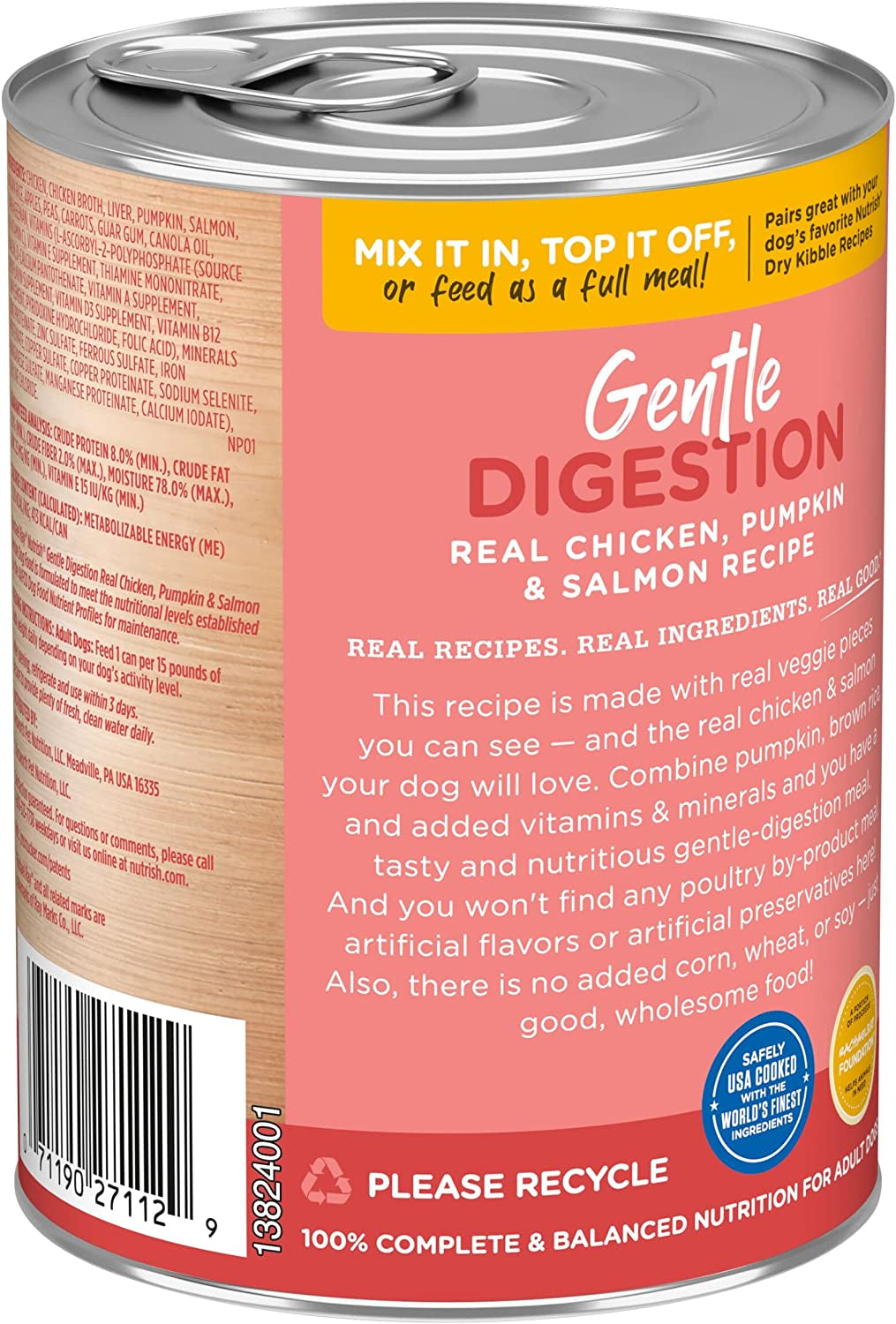 Rachael Ray Nutrish Gentle Digestion Premium Pate Wet Dog Food, Real Chicken, Pumpkin & Salmon, 13 Ounce Can (Pack of 12)