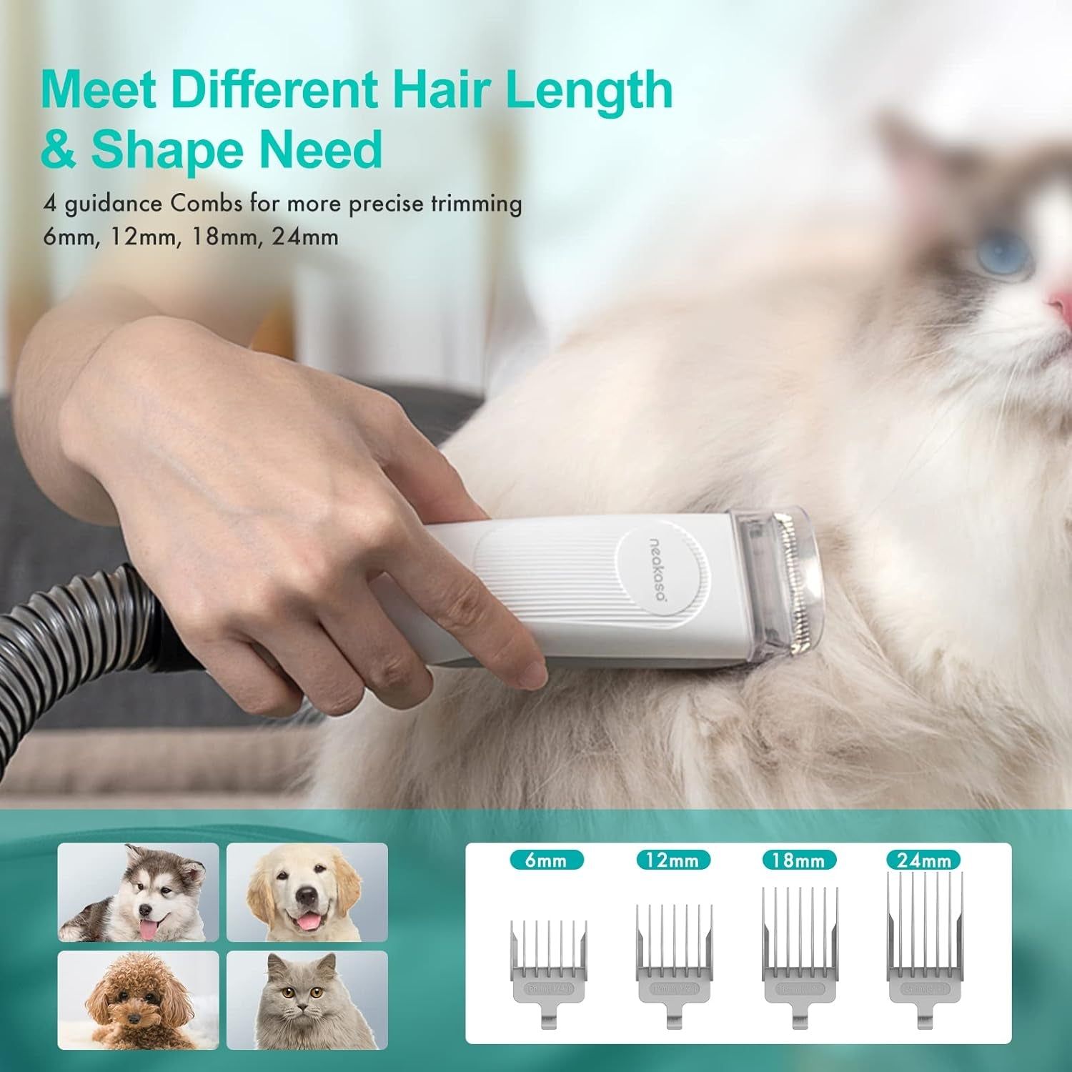 Neabot Neakasa P1 Pro Pet Grooming Kit & Vacuum Suction 99% Pet Hair, Professional Clippers with 5 Proven Grooming Tools for Dogs Cats and Other Animals - HappyTails