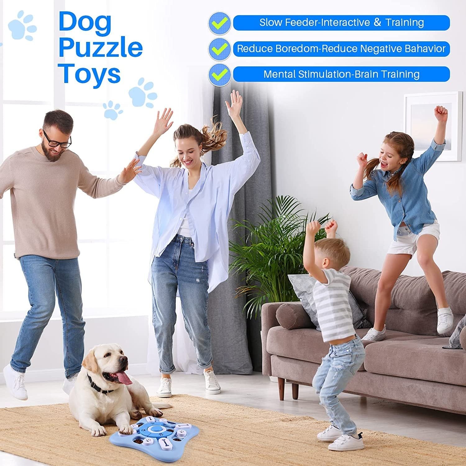 Interactive Dog Puzzle Toys for Large Medium Small Smart Dogs, Squeaky Enrichment Mentally Stimulation Toys for Training, Dog Treat Chew Toy for Puppy&Cats - HappyTails