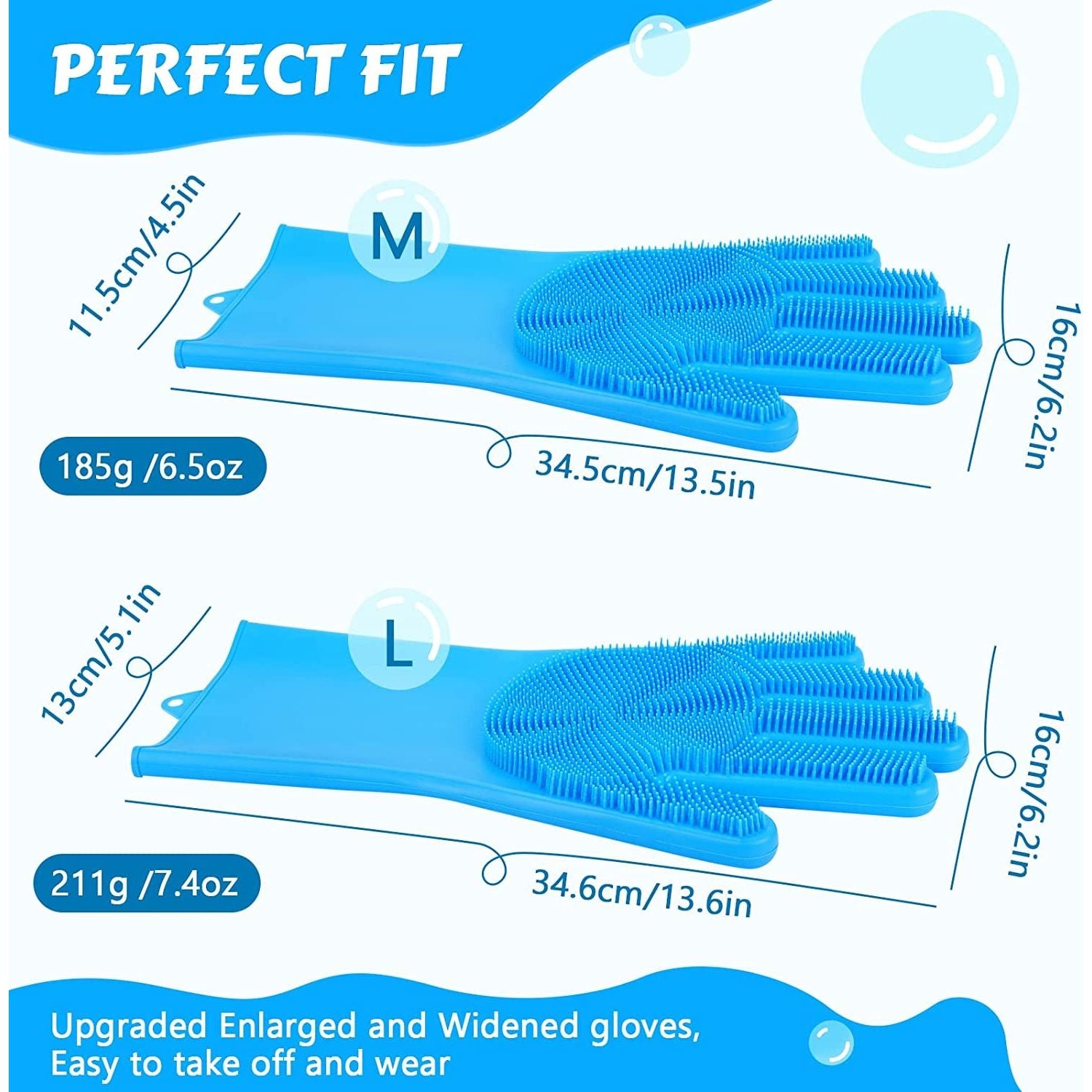 Pecute Pet Grooming Gloves, Heat Resistant Cat Bathing Gloves with High-Density Teeth, Silicone Dog Bathing Gloves with Enhanced Five Finger Design, Bathing and Massaging for Dogs and Cats Blue - HappyTails