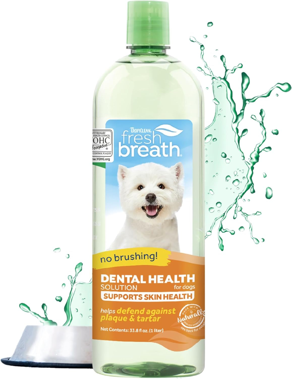 Tropiclean Fresh Breath Original | Dog Oral Care Water Additive | Dog Breath Freshener Additive for Dental Health | VOHC Certified | Made in the USA | 33.8 Oz.