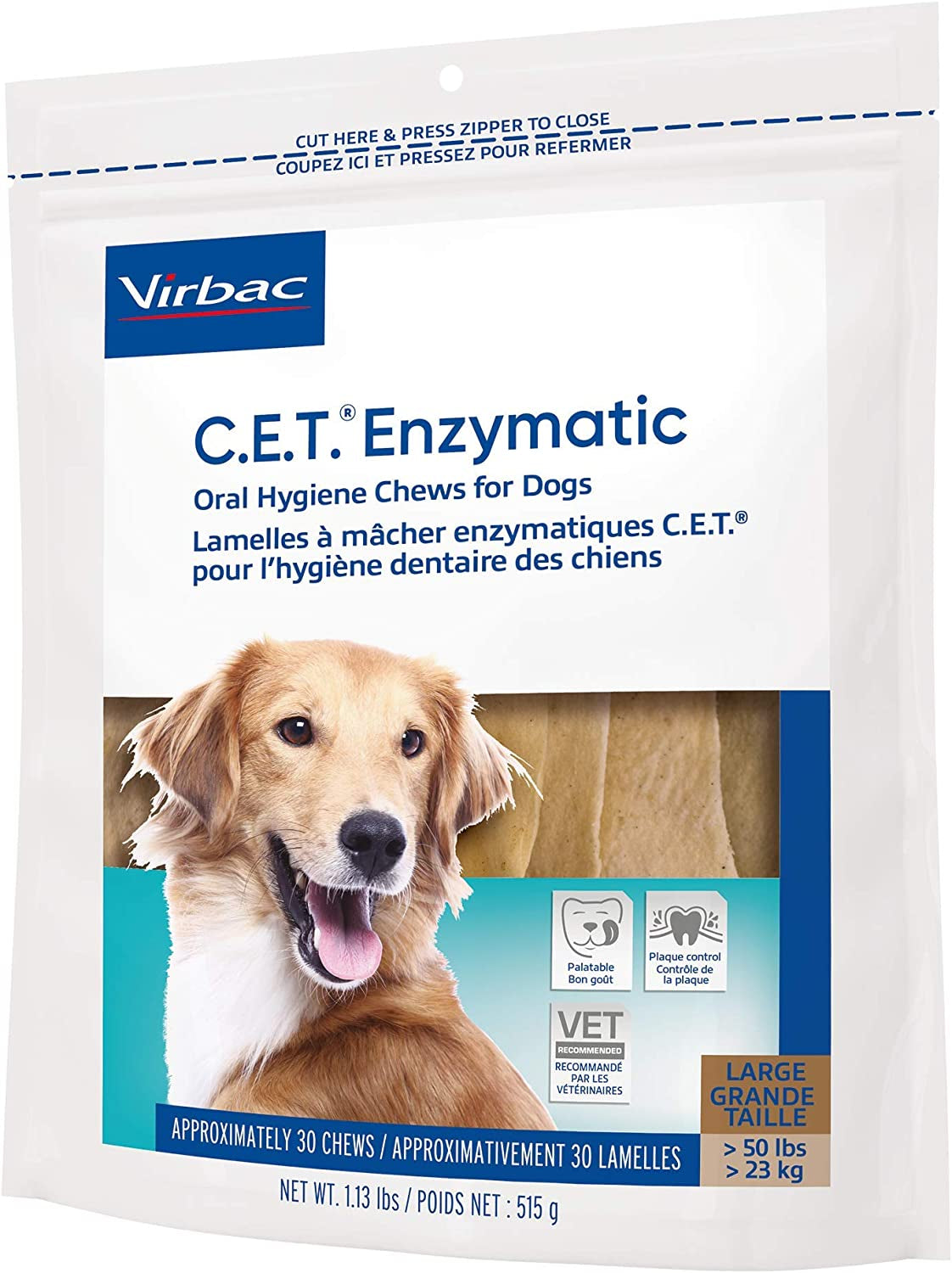 Virbac CET Enzymatic Oral Hygiene Chews for Dogs, Beef, 1.13 Pounds