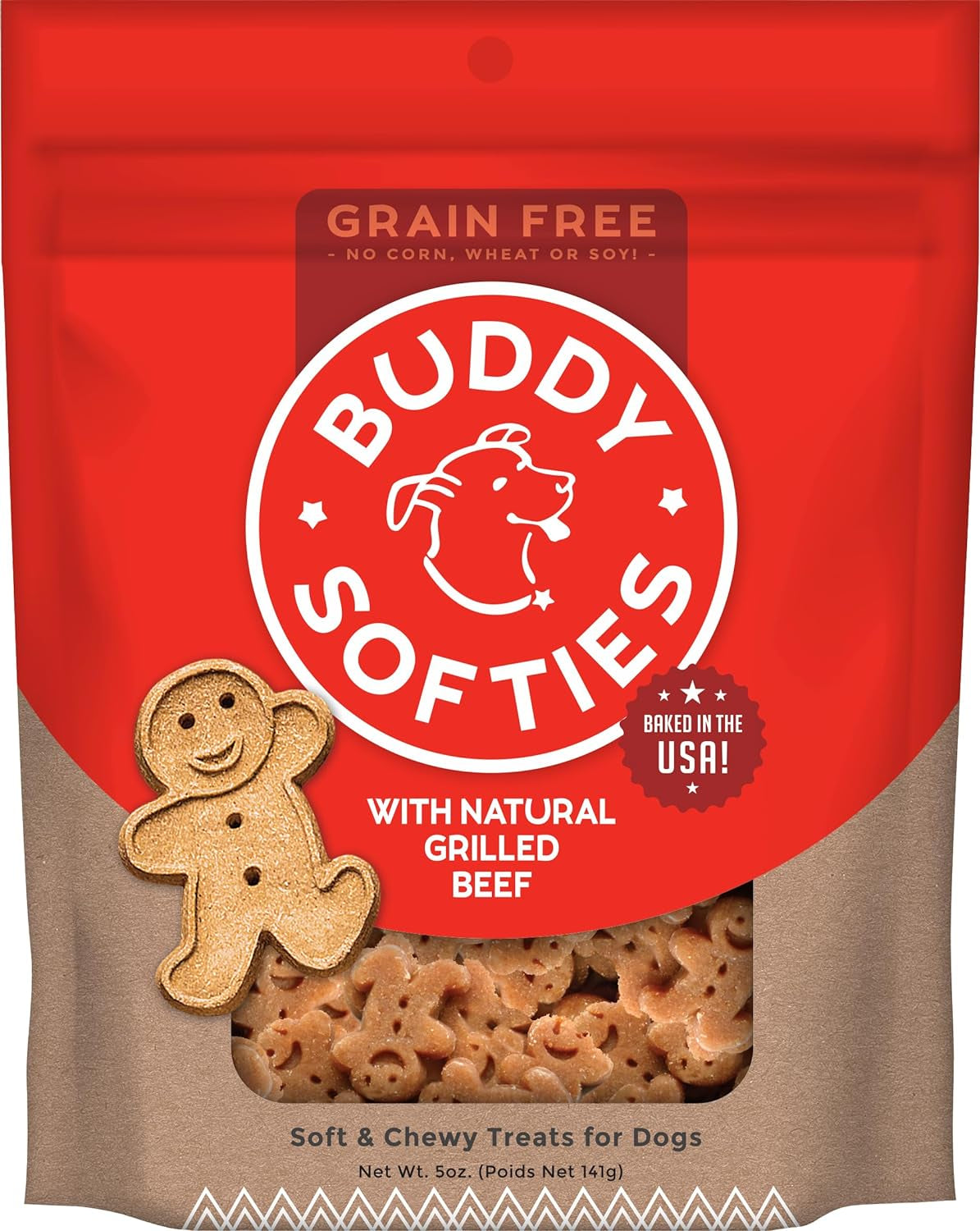 Buddy Biscuit Softies 5 Oz Pouch, Soft & Chewy, Natural Roasted Chicken Flavor Dog Treats, Oven Baked in the USA - HappyTails