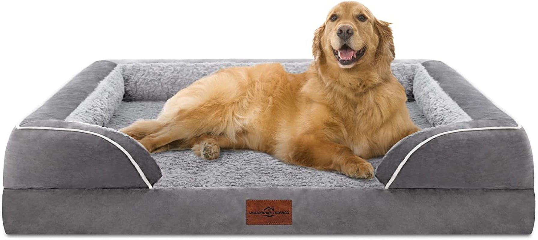 Waterproof Orthopedic Foam Dog Beds for Extra Large Dogs Durable Dog Sofa Pet Bed Washable Removable Cover with Zipper and Bolster