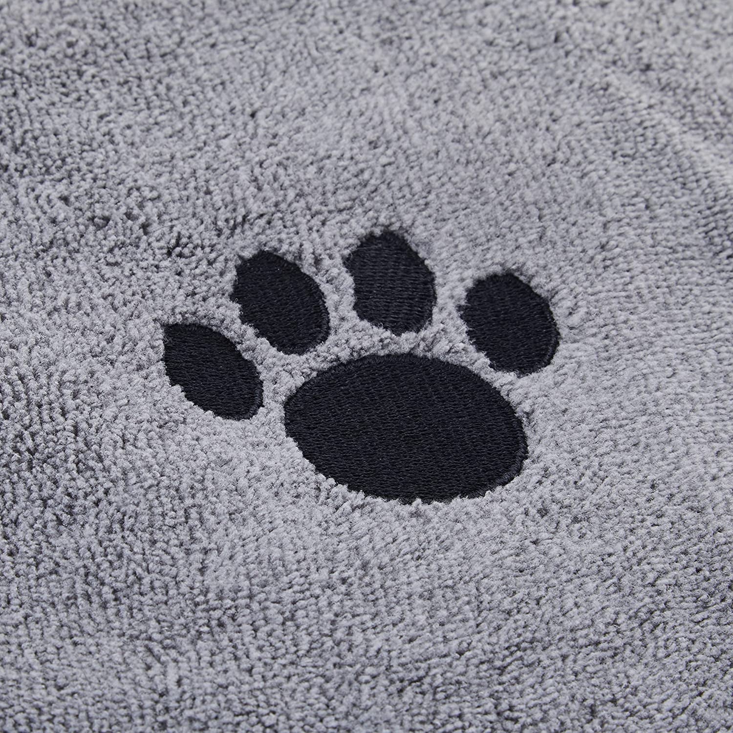 Bone Dry Pet Grooming Towel Collection Absorbent Microfiber X-Large, 41X23.5", Embroidered Gray