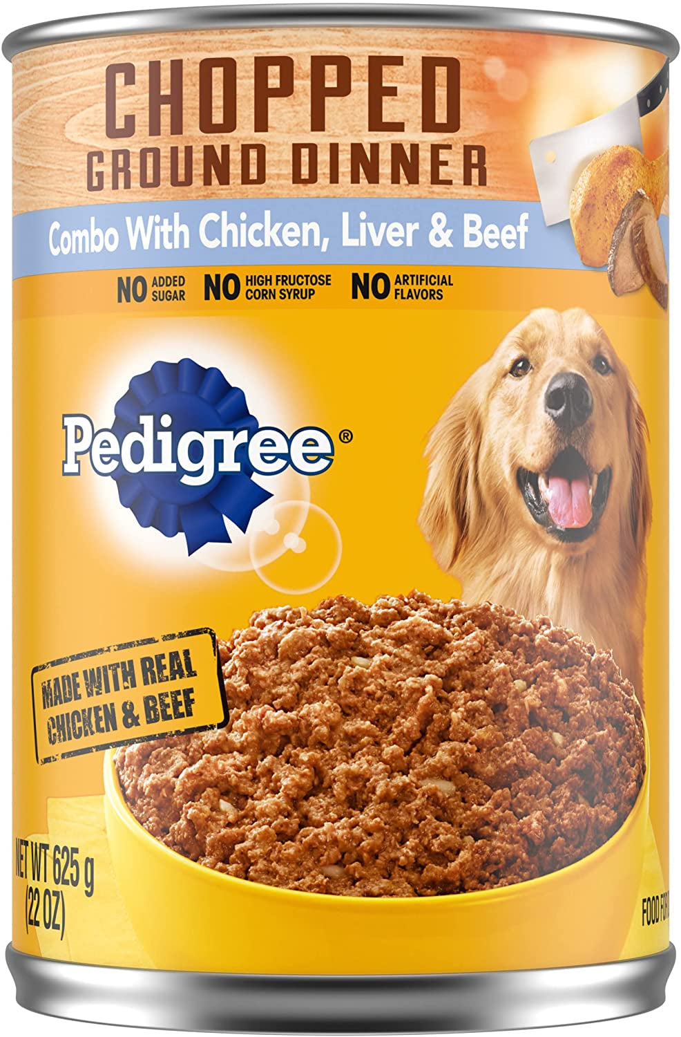 PEDIGREE CHOPPED GROUND DINNER Adult Canned Soft Wet Dog Food Combo with Chicken, Liver & Beef, 13.2 Oz. Cans (Pack of 12)