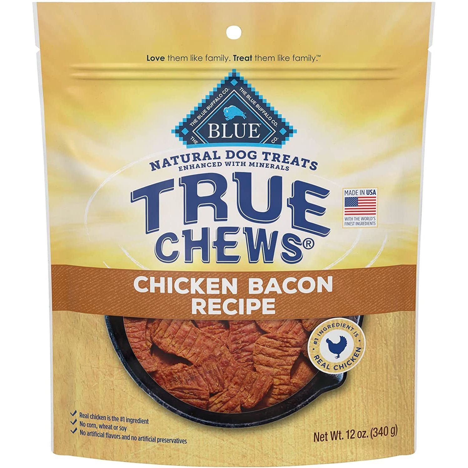 Blue Buffalo True Chews Premium Jerky Cuts Dog Treats, Made in the USA with Natural Ingredients and No Antibiotics Ever, Chicken, 4-Oz. Bag - HappyTails