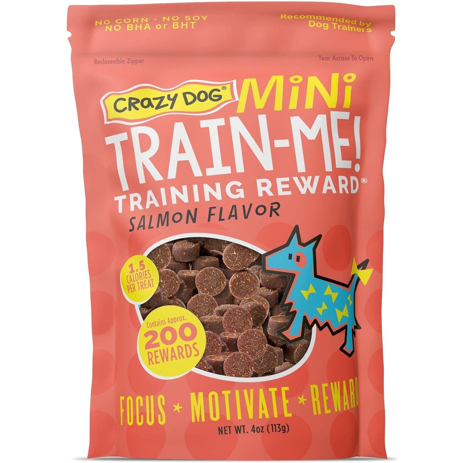 Crazy Dog Train-Me! Training Reward Dog Treats 16 Oz., Bacon Regular - HappyTails