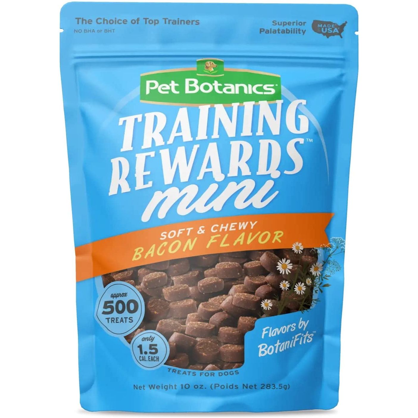 Pet Botanics Training Rewards Treats for Dogs, Made with Real Pork Liver, Focuses, Motivates, Rewards, Speeds up Learning Curve, No BHA, BHT, Ethoxyquin, Bacon, 20 Oz (1 Pack) - HappyTails