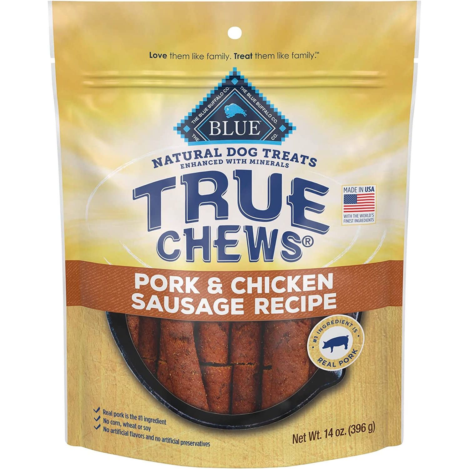 Blue Buffalo True Chews Premium Jerky Cuts Dog Treats, Made in the USA with Natural Ingredients and No Antibiotics Ever, Chicken, 4-Oz. Bag - HappyTails