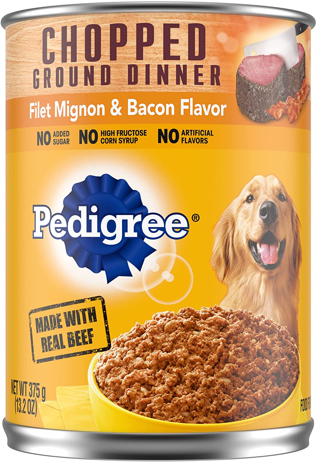 PEDIGREE CHOPPED GROUND DINNER Adult Canned Soft Wet Dog Food Combo with Chicken, Liver & Beef, 13.2 Oz. Cans (Pack of 12)