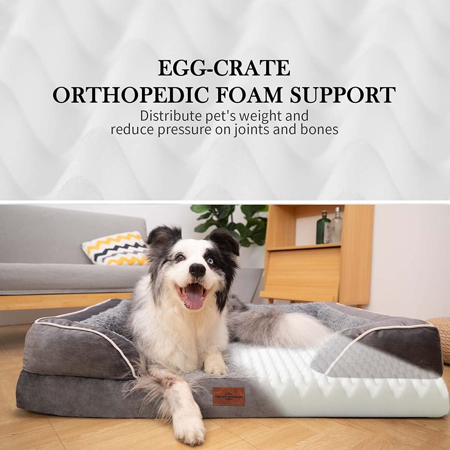 Waterproof Orthopedic Foam Dog Beds for Extra Large Dogs Durable Dog Sofa Pet Bed Washable Removable Cover with Zipper and Bolster