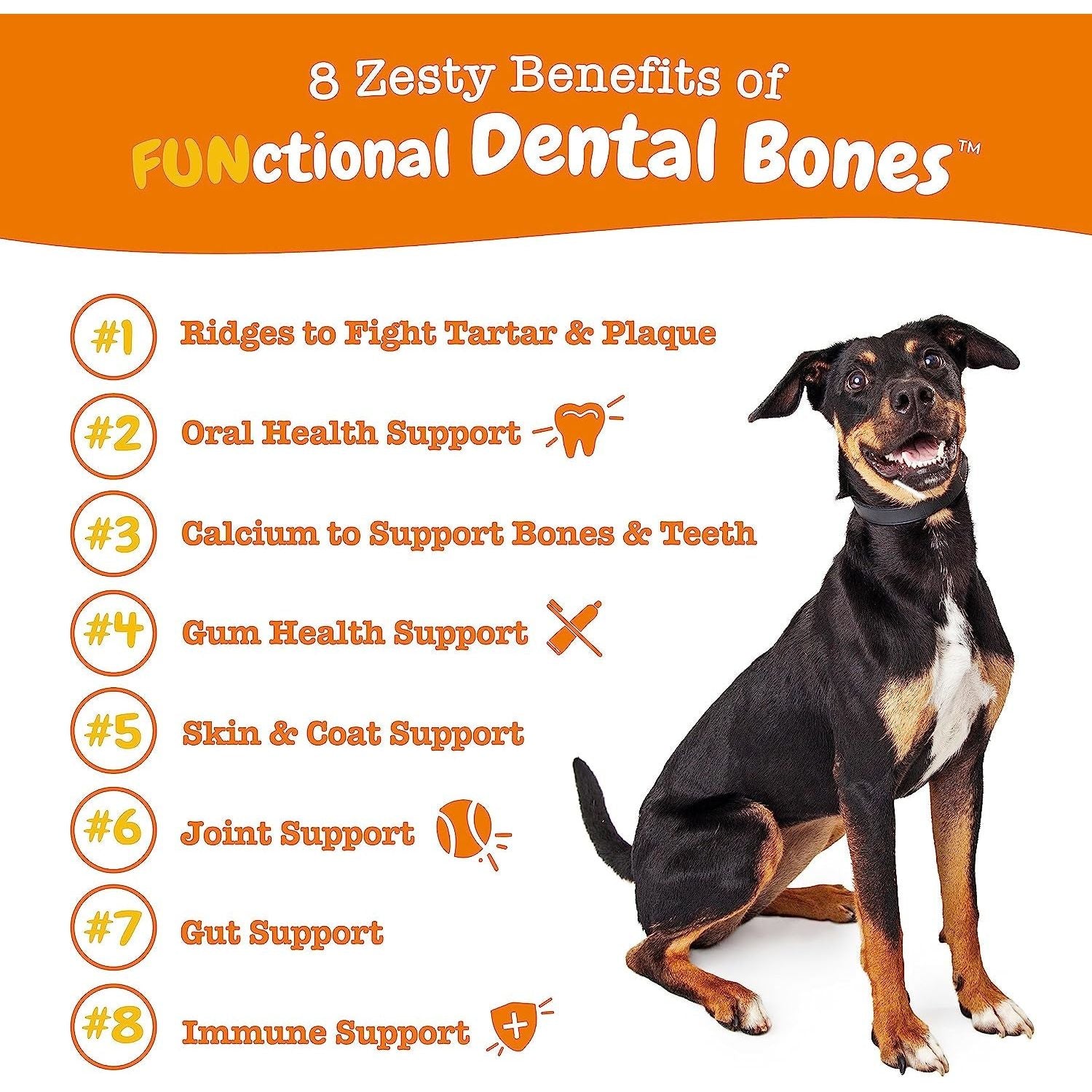 Zesty Paws Dental Bones for Small Dogs - Fights Tartar & Plaque - Gum, Teeth & Bone Health - Cinnamon for Dog Breath - Immune, Joint, Gut, Skin & Coat Support - Omega 3 EPA & DHA & Calcium - 28 Ct - HappyTails