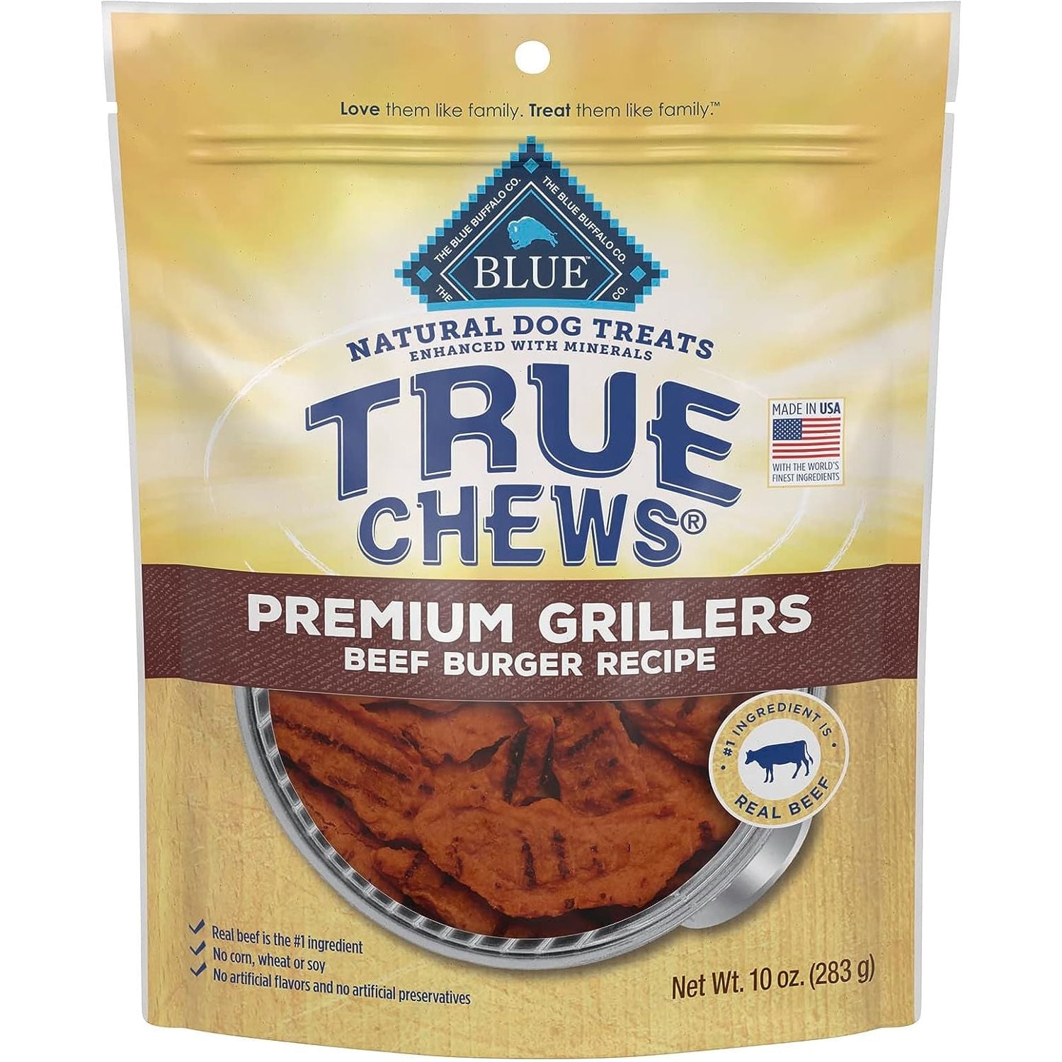 Blue Buffalo True Chews Premium Jerky Cuts Dog Treats, Made in the USA with Natural Ingredients and No Antibiotics Ever, Chicken, 4-Oz. Bag - HappyTails