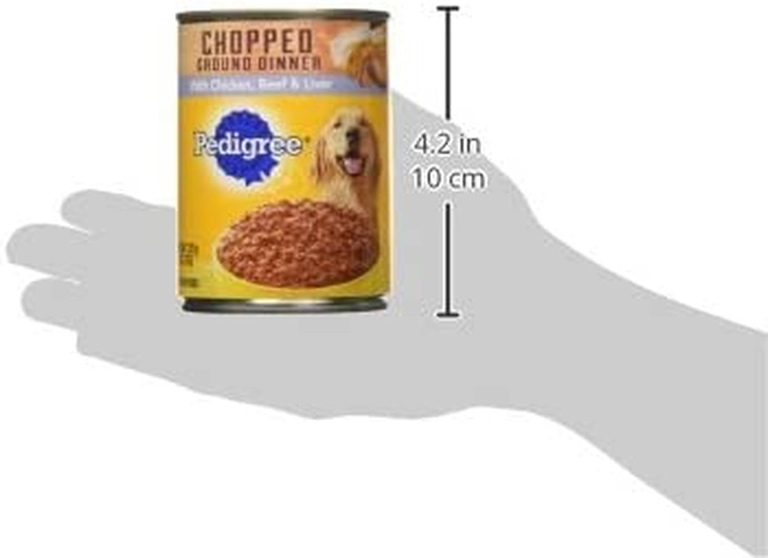 PEDIGREE CHOPPED GROUND DINNER Adult Canned Soft Wet Dog Food Combo with Chicken, Liver & Beef, 13.2 Oz. Cans (Pack of 12)