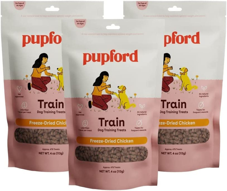 Pupford Freeze Dried Puppy & Dog Training Treats, 475+ Healthy, Natural, Low-Calorie Treats for Small, Medium, & Large Breeds (Chicken, 4 Oz)