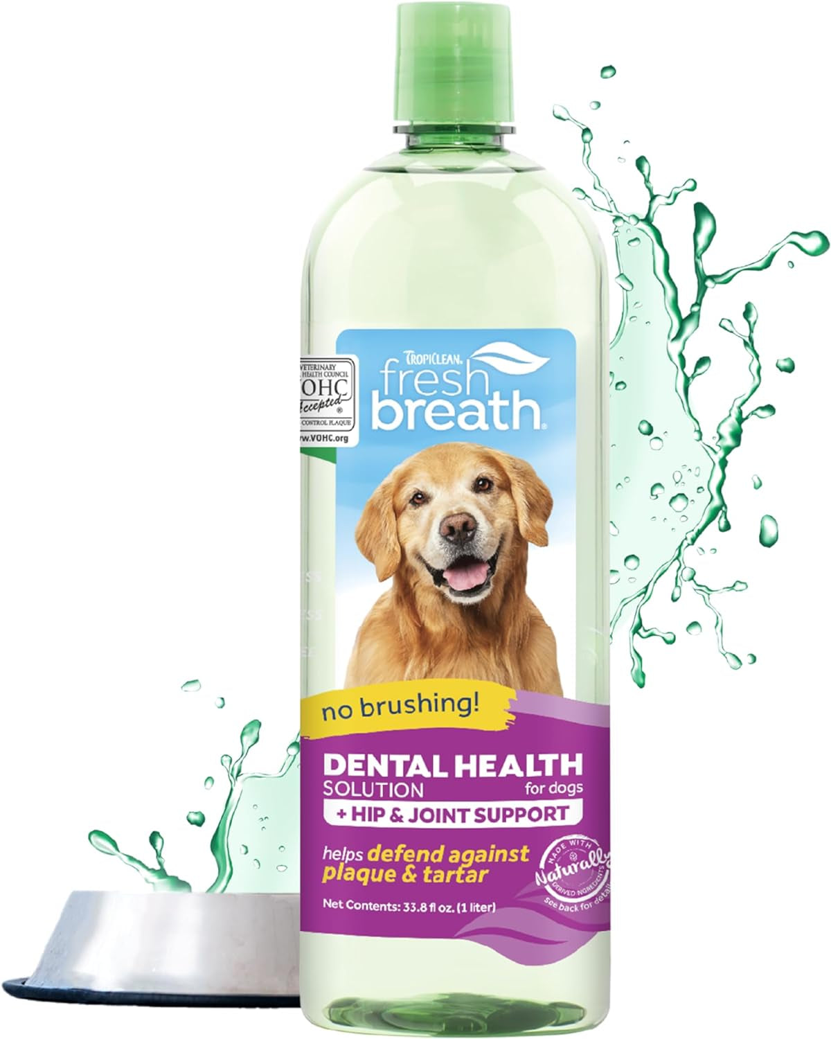 Tropiclean Fresh Breath Original | Dog Oral Care Water Additive | Dog Breath Freshener Additive for Dental Health | VOHC Certified | Made in the USA | 33.8 Oz.