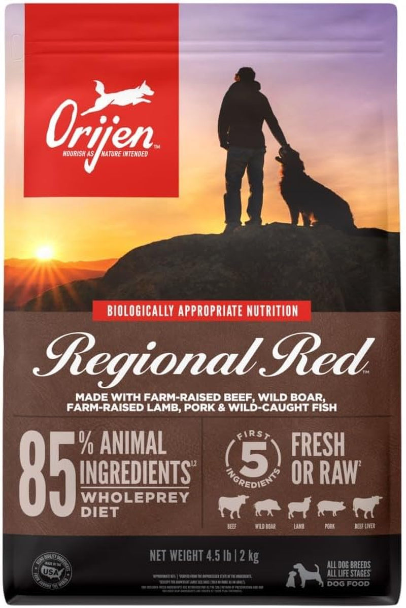 ORIJEN REGIONAL RED Dry Dog Food, Grain Free and Poultry Free Dog Food, Fresh or Raw Ingredients, 13Lb