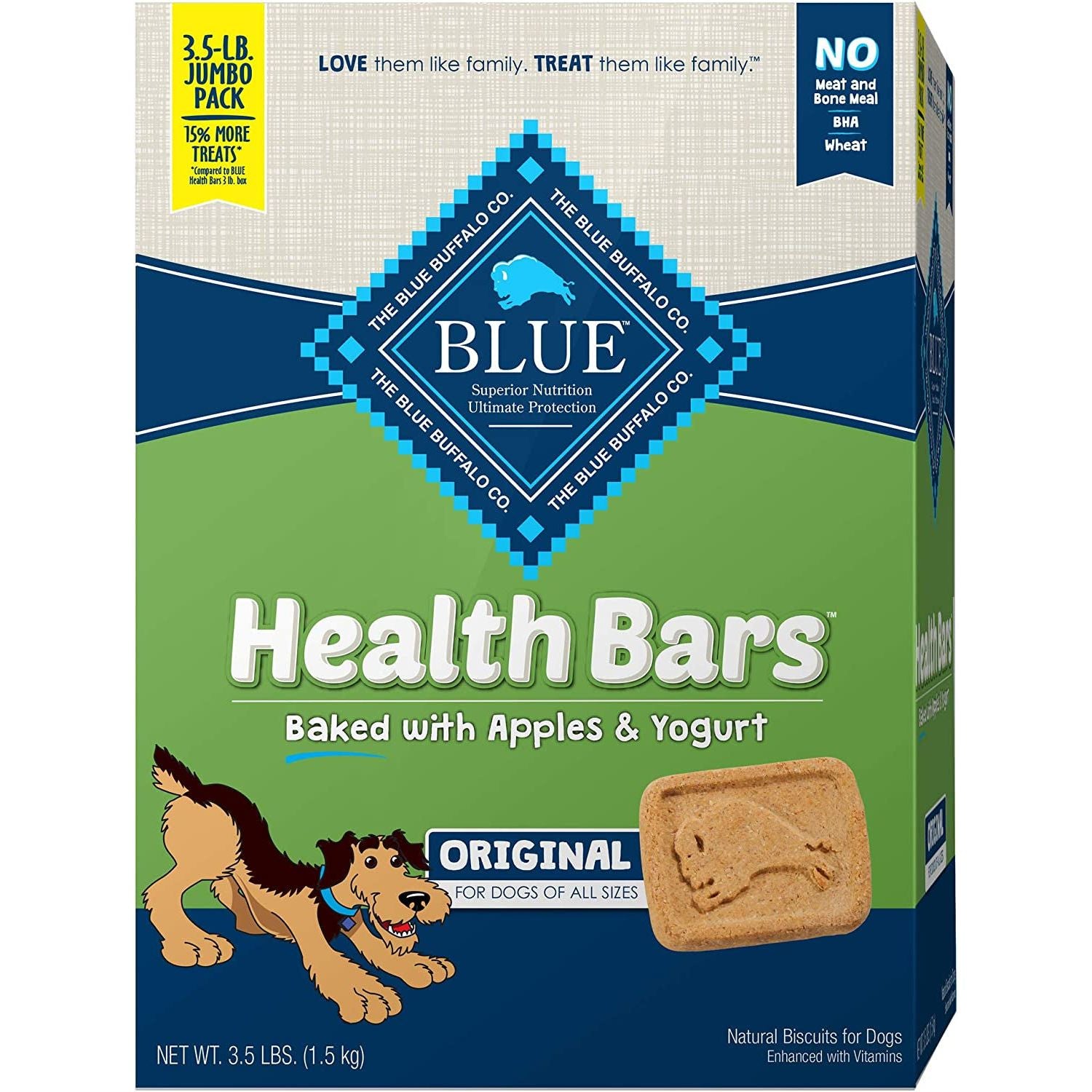 Blue Buffalo Health Bars Natural Crunchy Dog Treats Biscuits, Bacon, Egg & Cheese 56-Oz Box - HappyTails