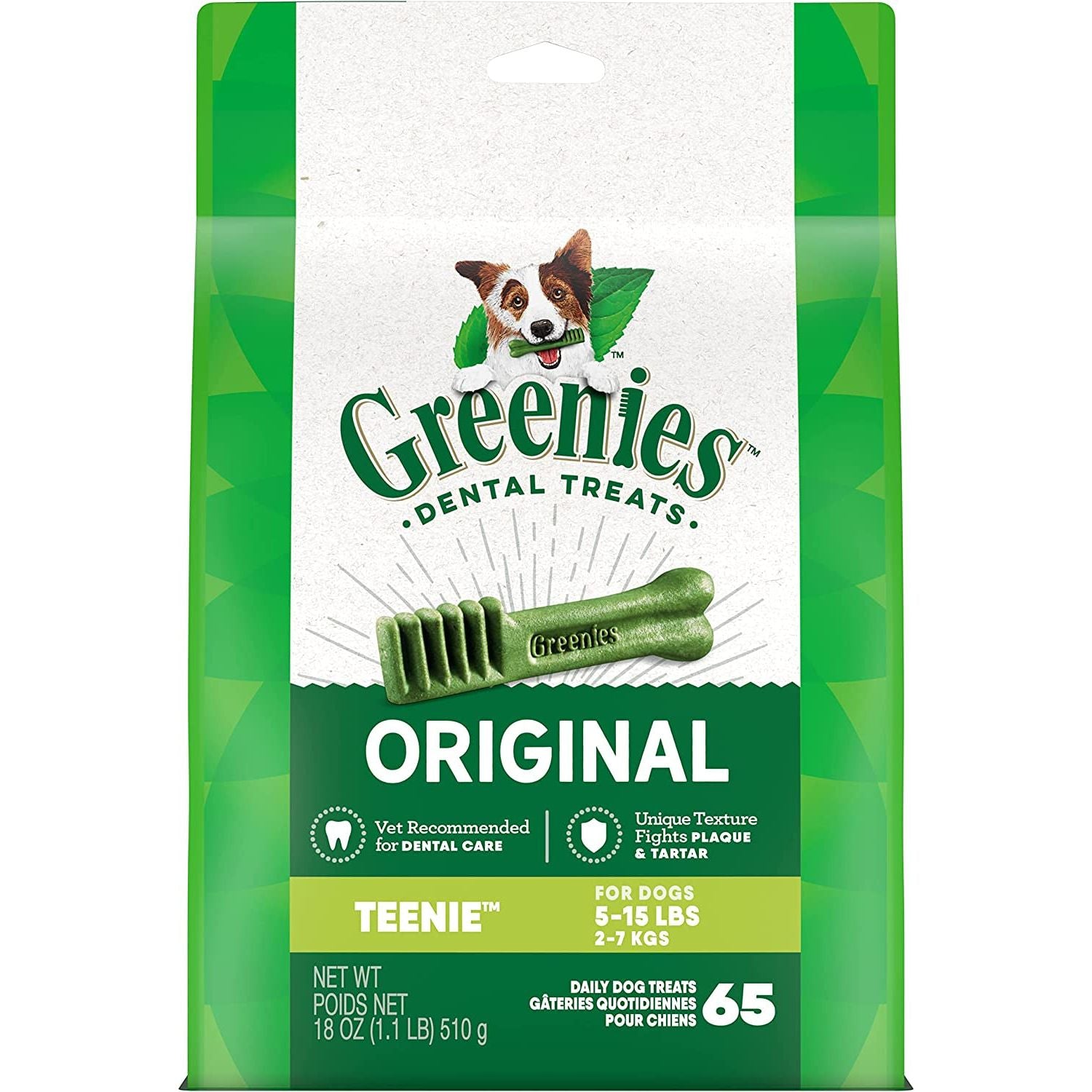 Greenies Original Regular Natural Dog Dental Care Chews Oral Health Dog Treats, 36 Count (Pack of 1) - HappyTails