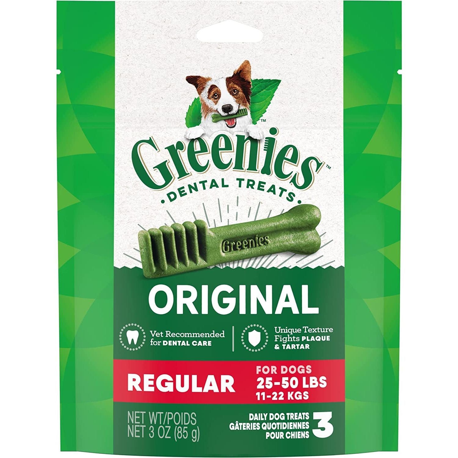 Greenies Original Regular Natural Dog Dental Care Chews Oral Health Dog Treats, 36 Count (Pack of 1) - HappyTails