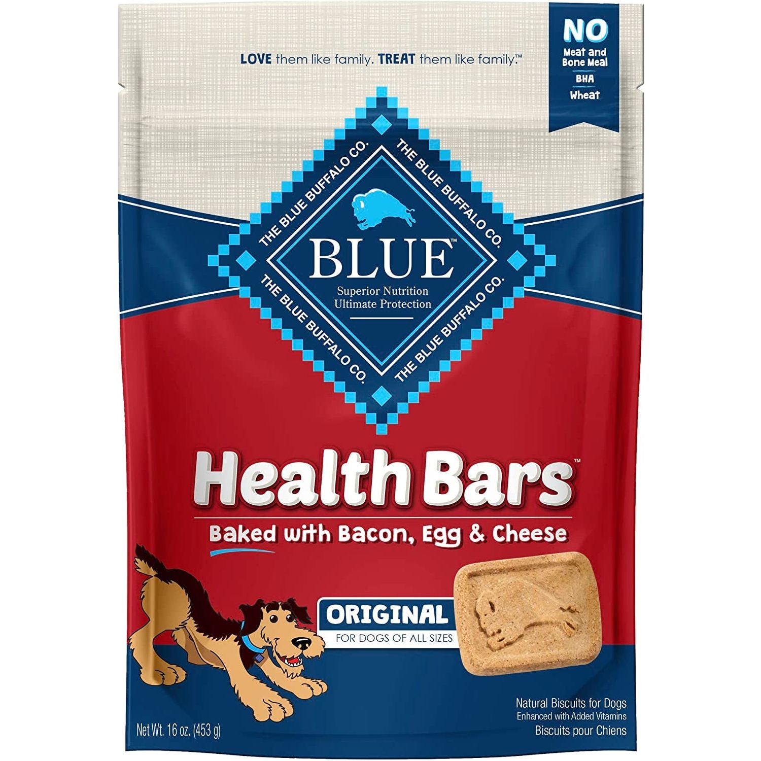 Blue Buffalo Health Bars Natural Crunchy Dog Treats Biscuits, Bacon, Egg & Cheese 56-Oz Box - HappyTails