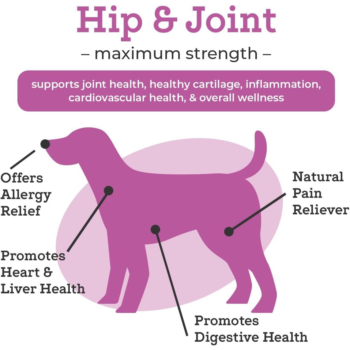 Vetpro Dog Hip and Joint Supplement - Pain and Inflammation Relief Chews with Glucosamine, Chondroitin, MSM, Turmeric, Vitamin C, Omega 3 - Treats Hip Dysplasia, Arthritis - Dogs Chewable Supplements - HappyTails