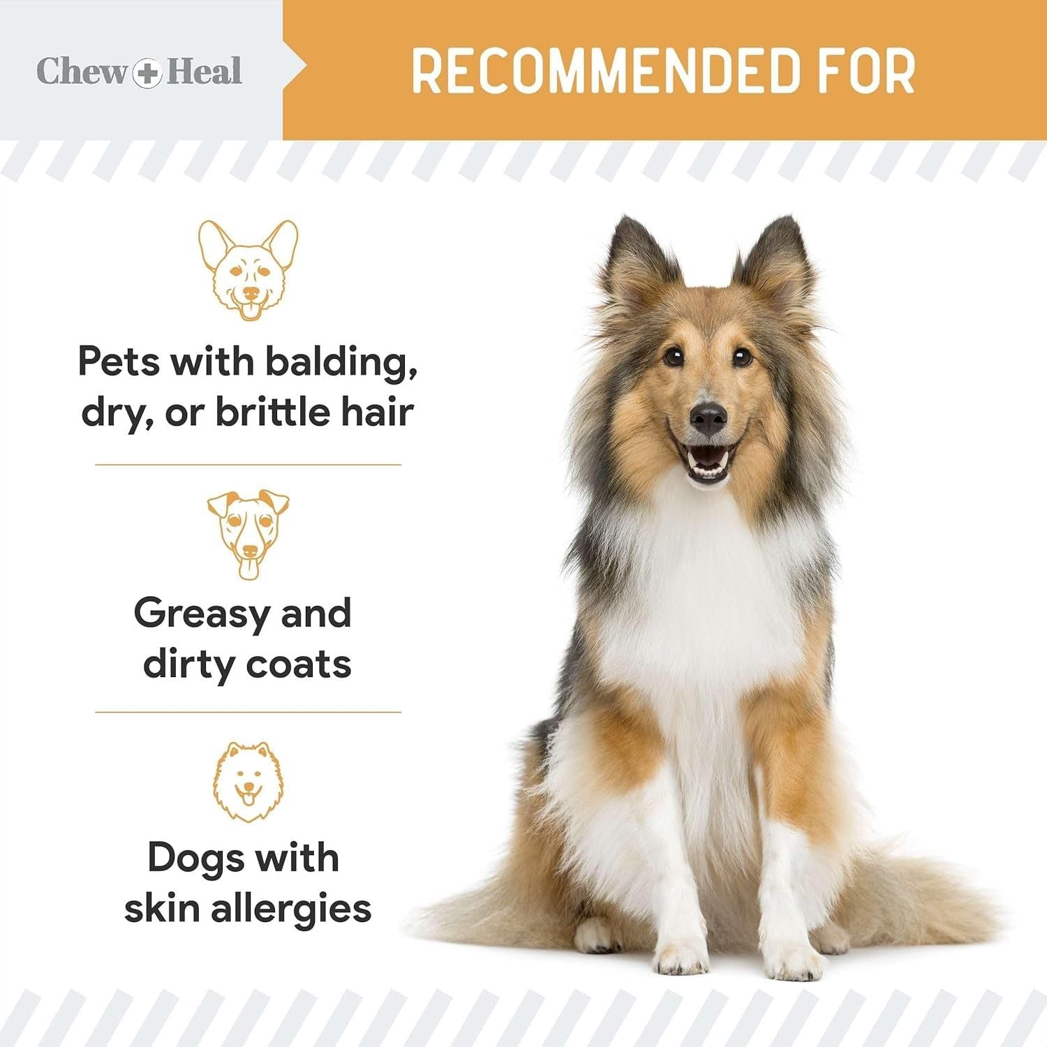 Salmon Oil for Dogs - 180 Soft Chew Omega Treats for Skin and Coat - Fish Oil Blend of Essential Fatty Acids, Omega 3 and 6, Vitamins, Antioxidants and Minerals - Made in USA - HappyTails