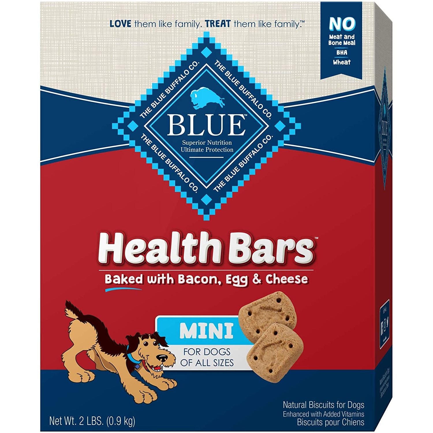 Blue Buffalo Health Bars Natural Crunchy Dog Treats Biscuits, Bacon, Egg & Cheese 56-Oz Box - HappyTails