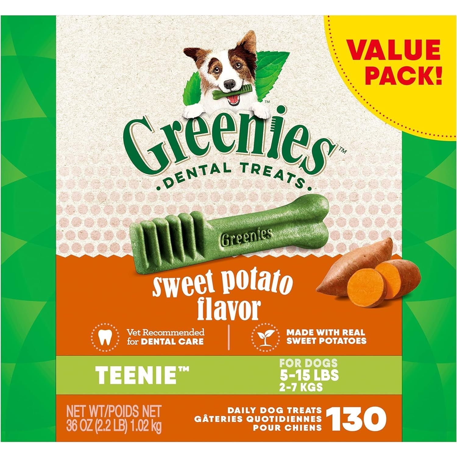 Greenies Original Regular Natural Dog Dental Care Chews Oral Health Dog Treats, 36 Count (Pack of 1) - HappyTails