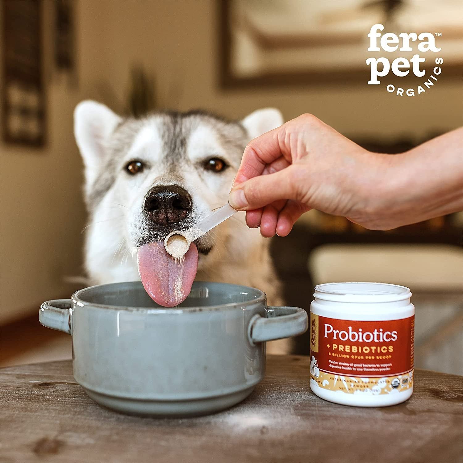 Fera Pets Organic Probiotics for Dogs & Cats - Cat & Dog Probiotic Supplement with 12 Strains & Prebiotics for Your Pet’S Digestion - 60 Scoops - HappyTails