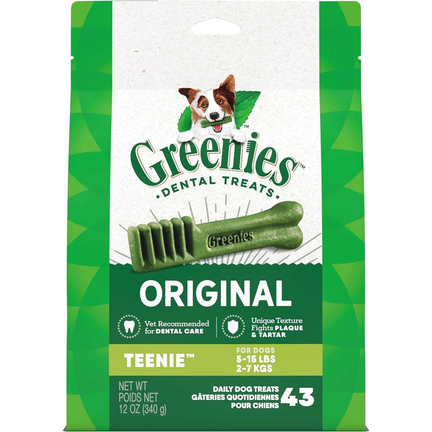 Greenies Original Regular Natural Dog Dental Care Chews Oral Health Dog Treats, 36 Count (Pack of 1) - HappyTails