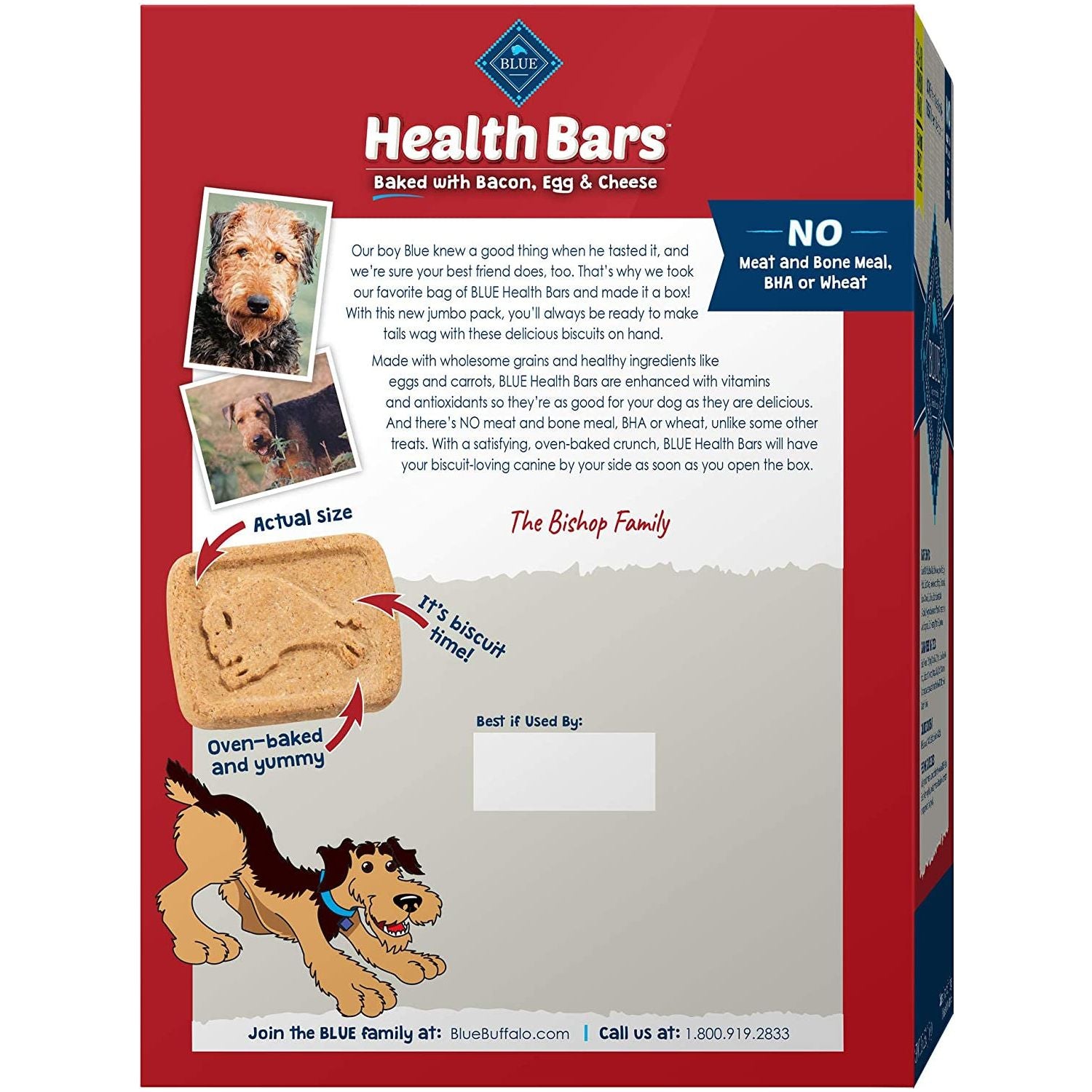 Blue Buffalo Health Bars Natural Crunchy Dog Treats Biscuits, Bacon, Egg & Cheese 56-Oz Box - HappyTails