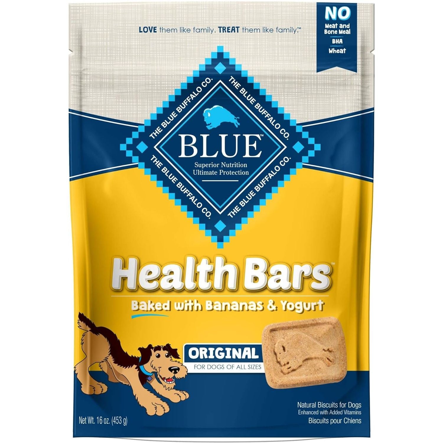 Blue Buffalo Health Bars Natural Crunchy Dog Treats Biscuits, Bacon, Egg & Cheese 56-Oz Box - HappyTails