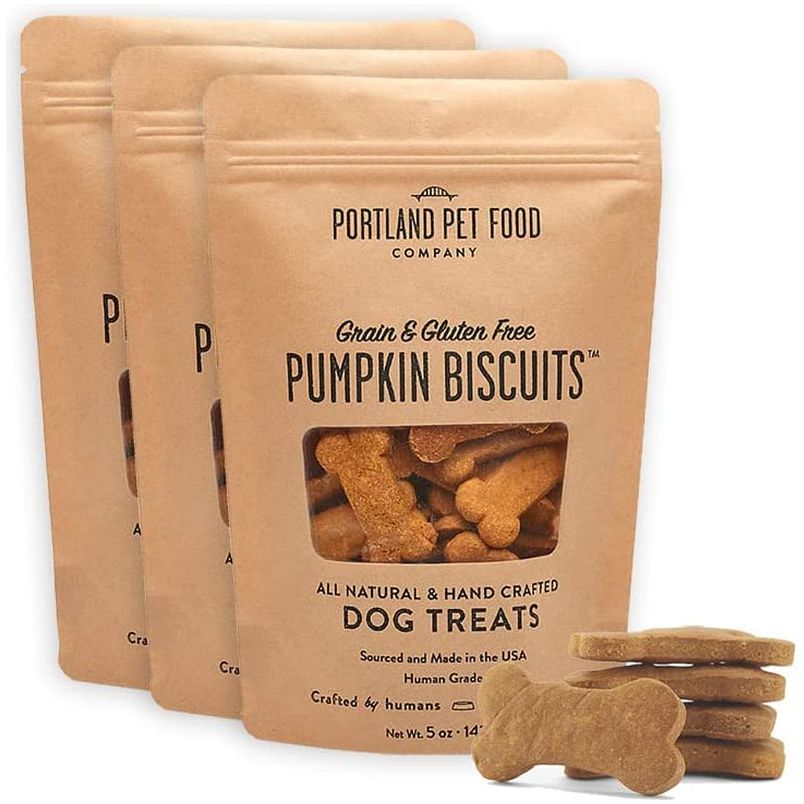 CRAFTED by HUMANS LOVED by DOGS Portland Pet Food Company Grain-Free & Gluten-Free Biscuit Dog Treats (1-Pack 5 Oz) — Bacon Flavor — All Natural, Human-Grade, Made in the USA - HappyTails