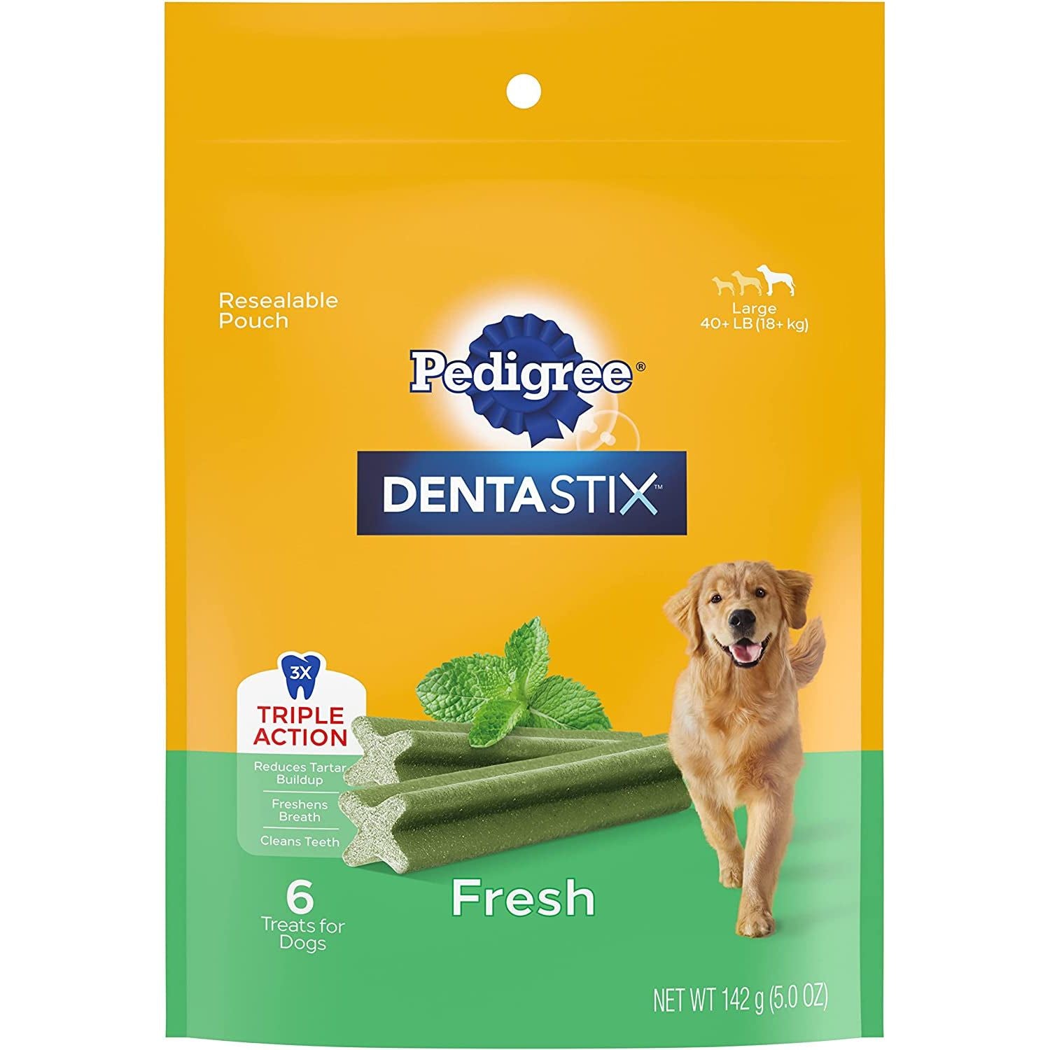 PEDIGREE DENTASTIX Fresh Breath Large Dog Dental Treats Fresh Flavor Dental Bones, 1.46 Lb. Pack (28 Treats) (Packaging May Vary) - HappyTails